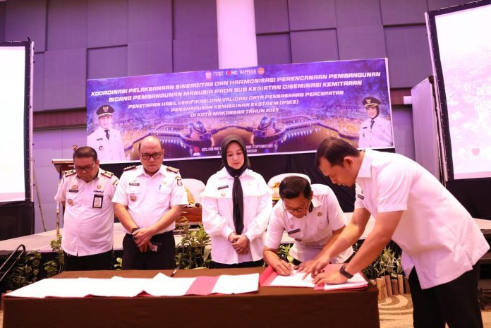 Wakil Wali Kota Makassar, Fatmawati Rusdi, dan 15 Kecamatan Teken MoU dalam Upaya Penanggulangan Kemiskinan Ekstrem