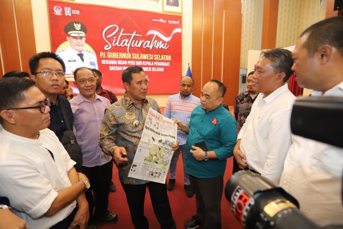 Pj Gubernur Sulsel Bahtiar Baharuddin Silaturahmi dengan Insan Pers: Dukung Kebebasan Pers dan Program Prioritas