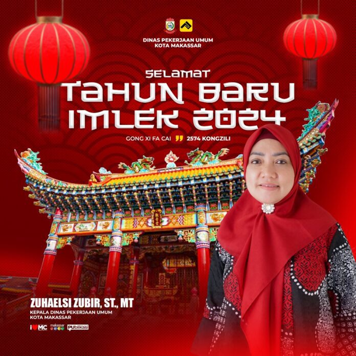 Kepala Dinas PU Makassar, Zuhaelsi Zubir, menyampaikan ucapan selamat menjelang Tahun Baru Imlek 2024 kepada masyarakat Tionghoa. Ucapan ini mengakui pentingnya perayaan tersebut dalam budaya Tionghoa dan mendorong semangat kebersamaan serta kerukunan.