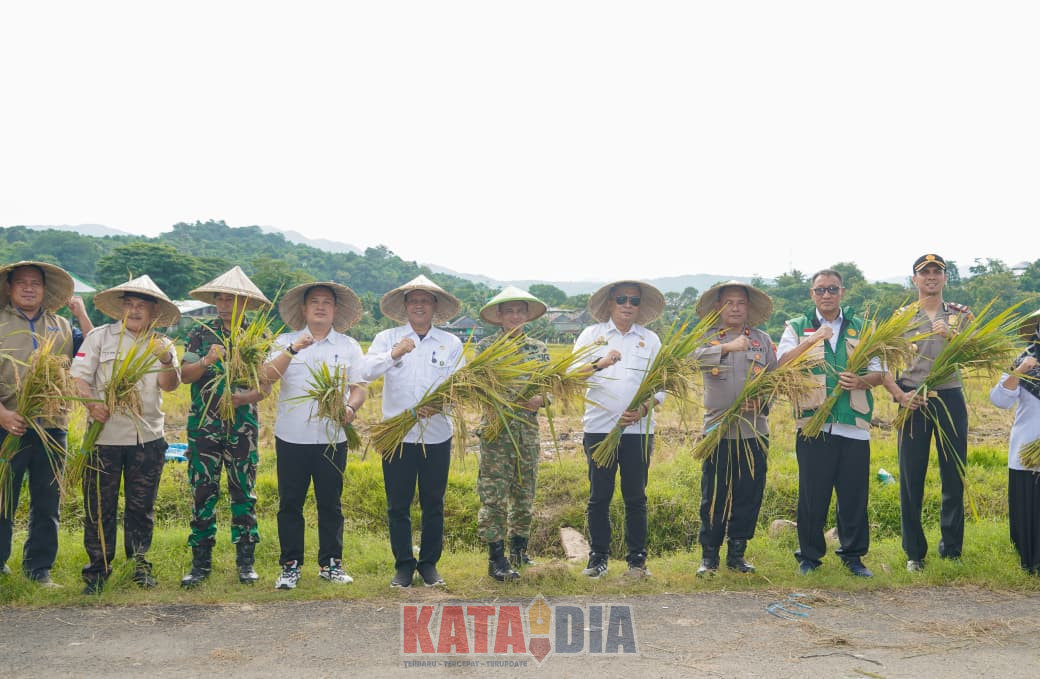 Wakil Bupati Barru, Dr. Ir. Abustan A. Bintang, M.Si., mewakili Bupati Barru Andi Ina Kartika Sari, S.H., M.Si., mengikuti Panen Raya dan Pengumuman Swasembada Pangan Nasional