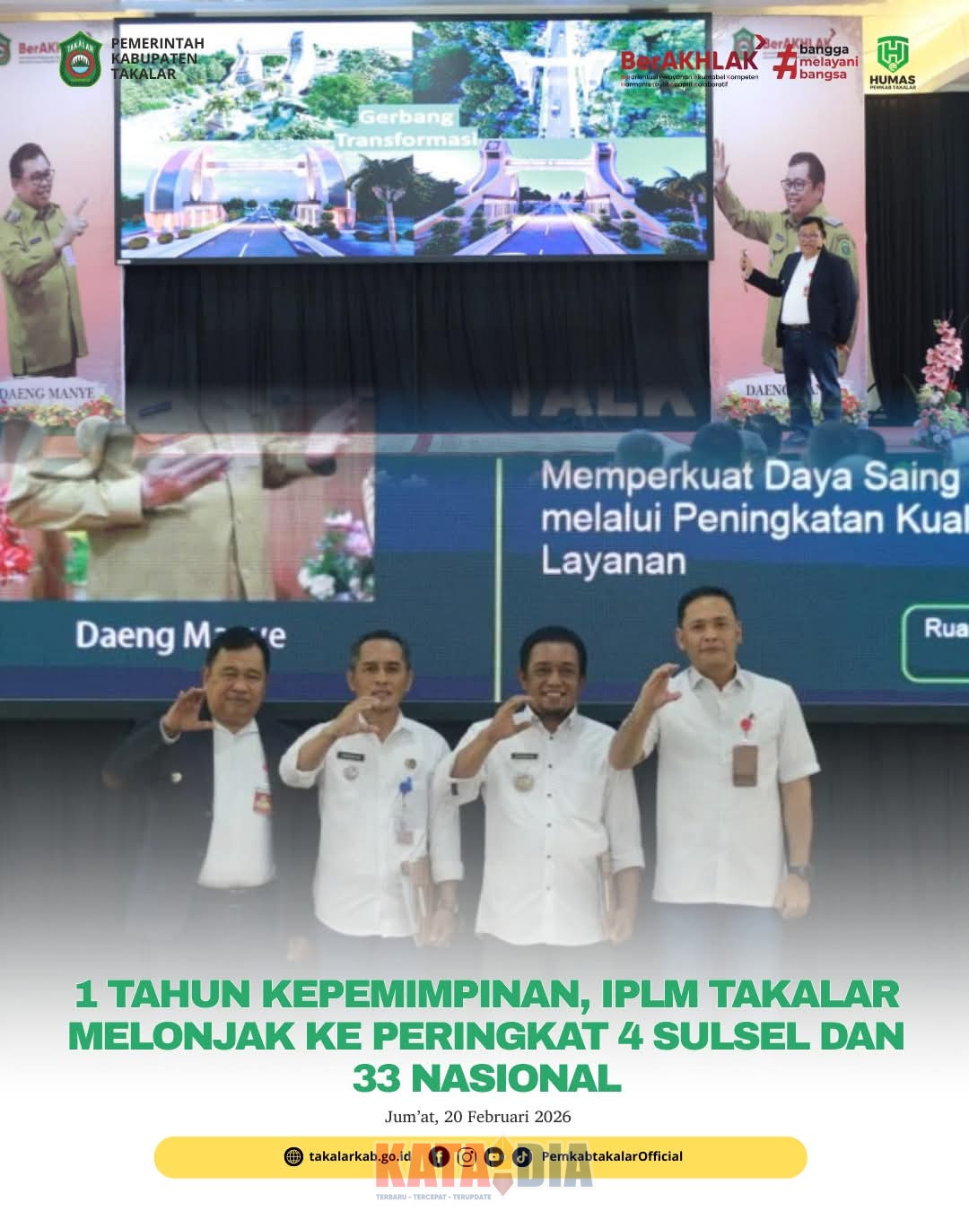Memasuki satu tahun kepemimpinan Bupati Takalar, Mohammad Firdaus Daeng Manye bersama Wakil Bupati Hengky Yasin menunjukkan capaian signifikan di bidang pembangunan sumber daya manusia