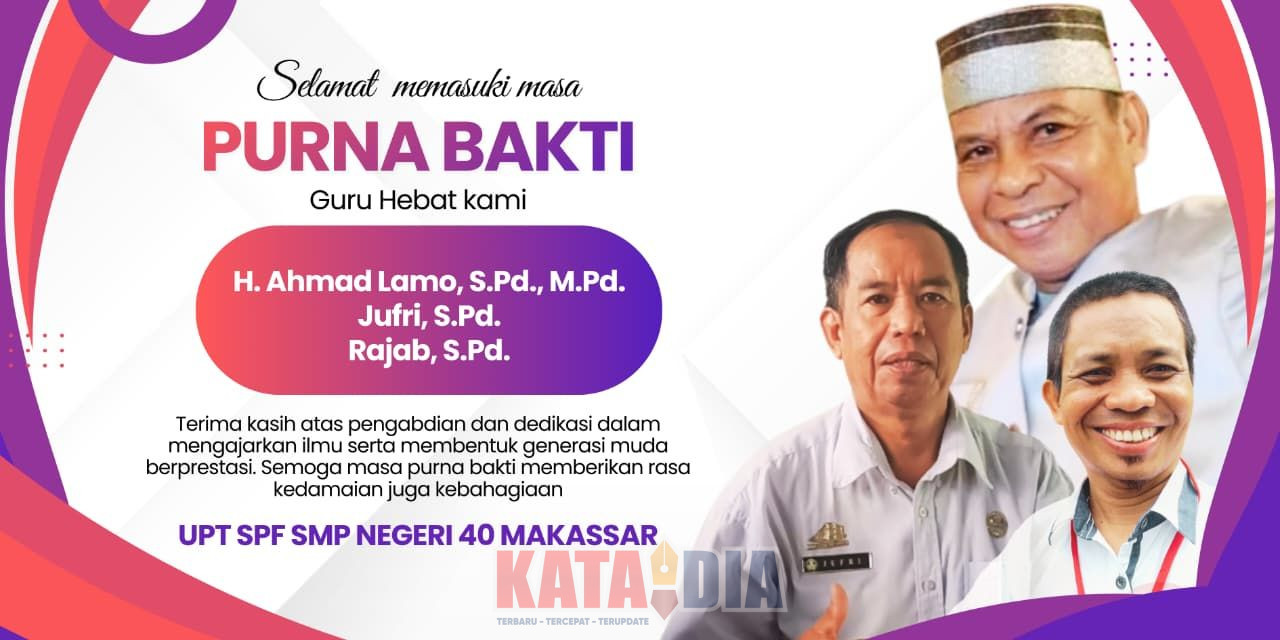 Tiga guru di UPT SPF SMP Negeri 40 Makassar resmi memasuki masa purna bakti setelah puluhan tahun mengabdikan diri dalam dunia pendidikan dan membentuk generasi muda di Kota Makassar.