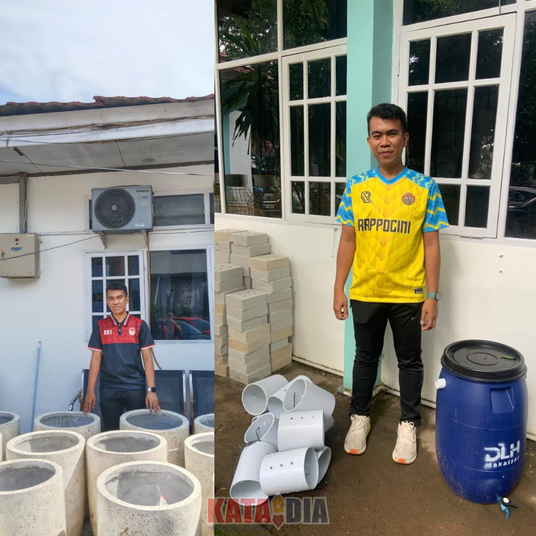 SD Muhammadiyah Perumnas menerima bantuan sarana pengelolaan lingkungan dari Dinas Lingkungan Hidup (DLH) Kota Makassar berupa komposter, biopori, dan pot bunga,