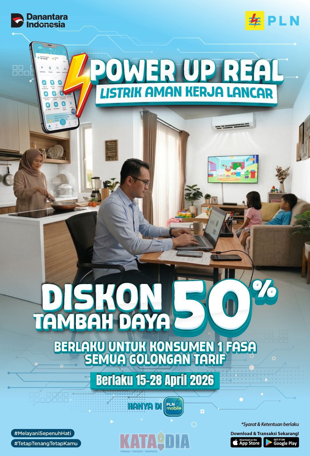 PT PLN (Persero) kembali memberlakukan diskon listrik 50% berupa program diskon tambah daya listrik 50%.