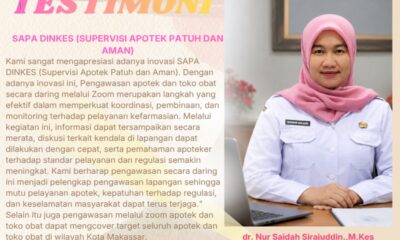 Dinas Kesehatan (Dinkes) Kota Makassar terus berinovasi dalam meningkatkan pengawasan pelayanan kefarmasian melalui program SAPA DINKES (Supervisi Apotek Patuh dan Aman).