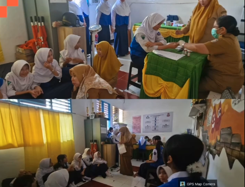 Puskesmas Cenderawasih menggelar kegiatan edukasi anemia dan pemeriksaan kadar hemoglobin (Hb) bagi remaja putri di SMP Negeri 3 Makassar