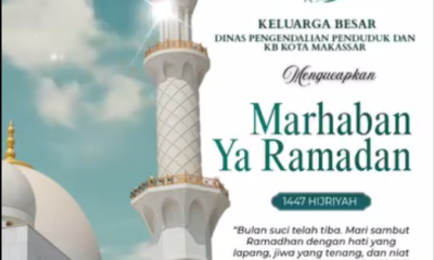 Dinas Pengendalian Penduduk dan Keluarga Berencana (DPPKB) Kota Makassar bersama seluruh jajaran mengucapkan selamat menunaikan ibadah puasa Ramadan 1447 Hijriah kepada seluruh umat Islam, khususnya masyarakat Kota Makassar.