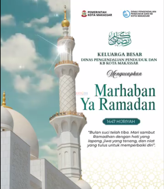 Dinas Pengendalian Penduduk dan Keluarga Berencana (DPPKB) Kota Makassar bersama seluruh jajaran mengucapkan selamat menunaikan ibadah puasa Ramadan 1447 Hijriah kepada seluruh umat Islam, khususnya masyarakat Kota Makassar.