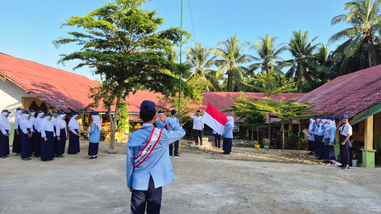 Mengawali Tahun Ajaran 2026–2027, Kepala Kantor Urusan Agama (KUA) Kecamatan Bontobahari menghadiri kegiatan hari pertama masuk sekolah di MTsN 7 Bulukumba