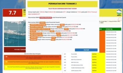 Gempa bumi berkekuatan magnitudo 7,7 mengguncang wilayah 30 kilometer timur laut Mbay, Kabupaten Nagekeo, Nusa Tenggara Timur (NTT), Sabtu (15/8/2026) dini hari.