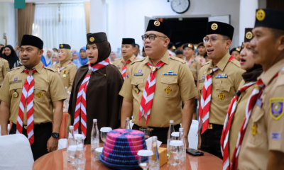 Kepala DPMPTSP Kota Makassar menghadiri pelepasan Kontingen Kota Makassar untuk Jambore Nasional XII di Baruga Anging Mammiri, Rabu (5/8/2026).