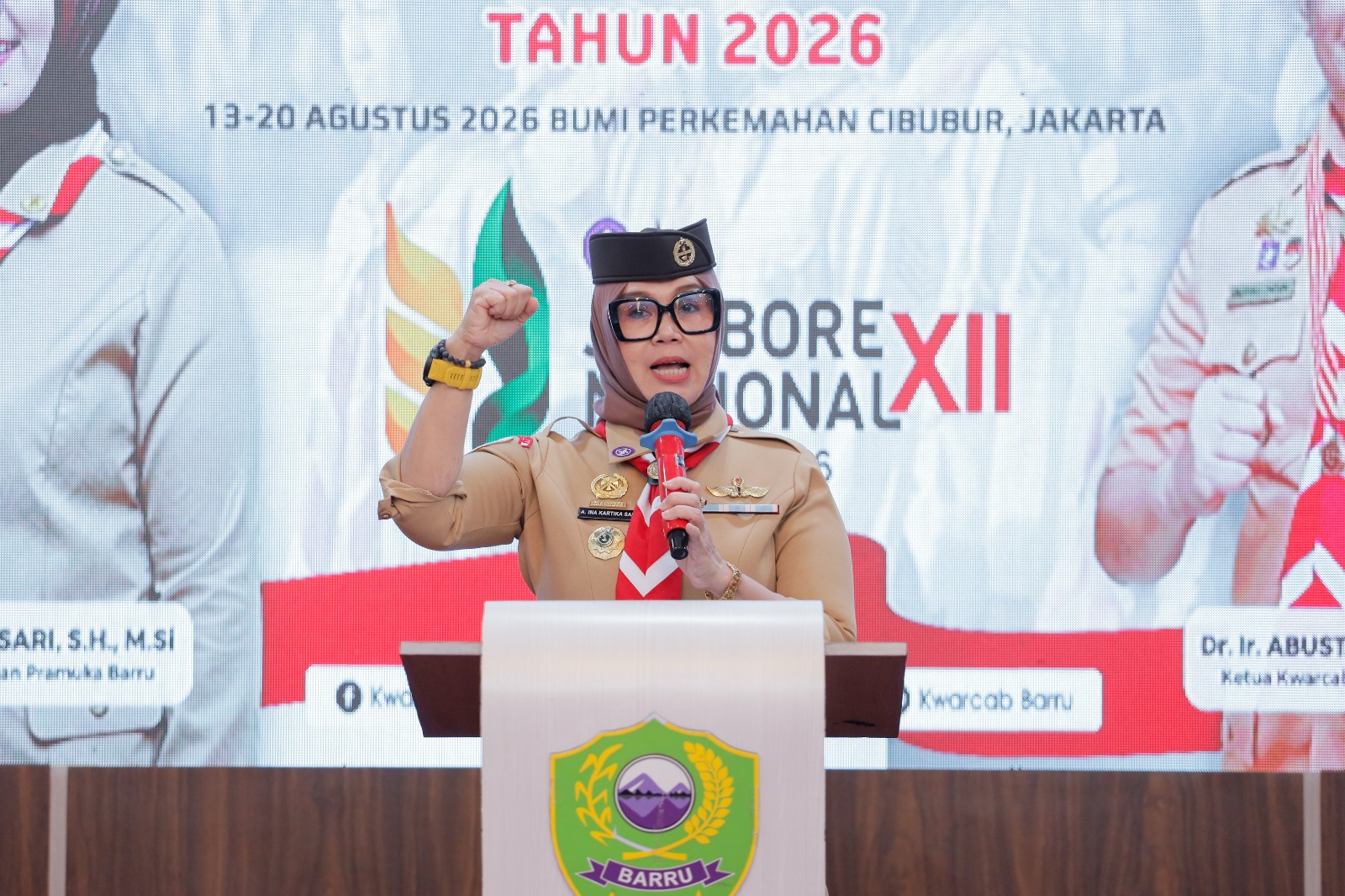Bupati Barru, Andi Ina Kartika Sari, secara resmi melepas Kontingen Kwartir Cabang (Kwarcab) Gerakan Pramuka Barru