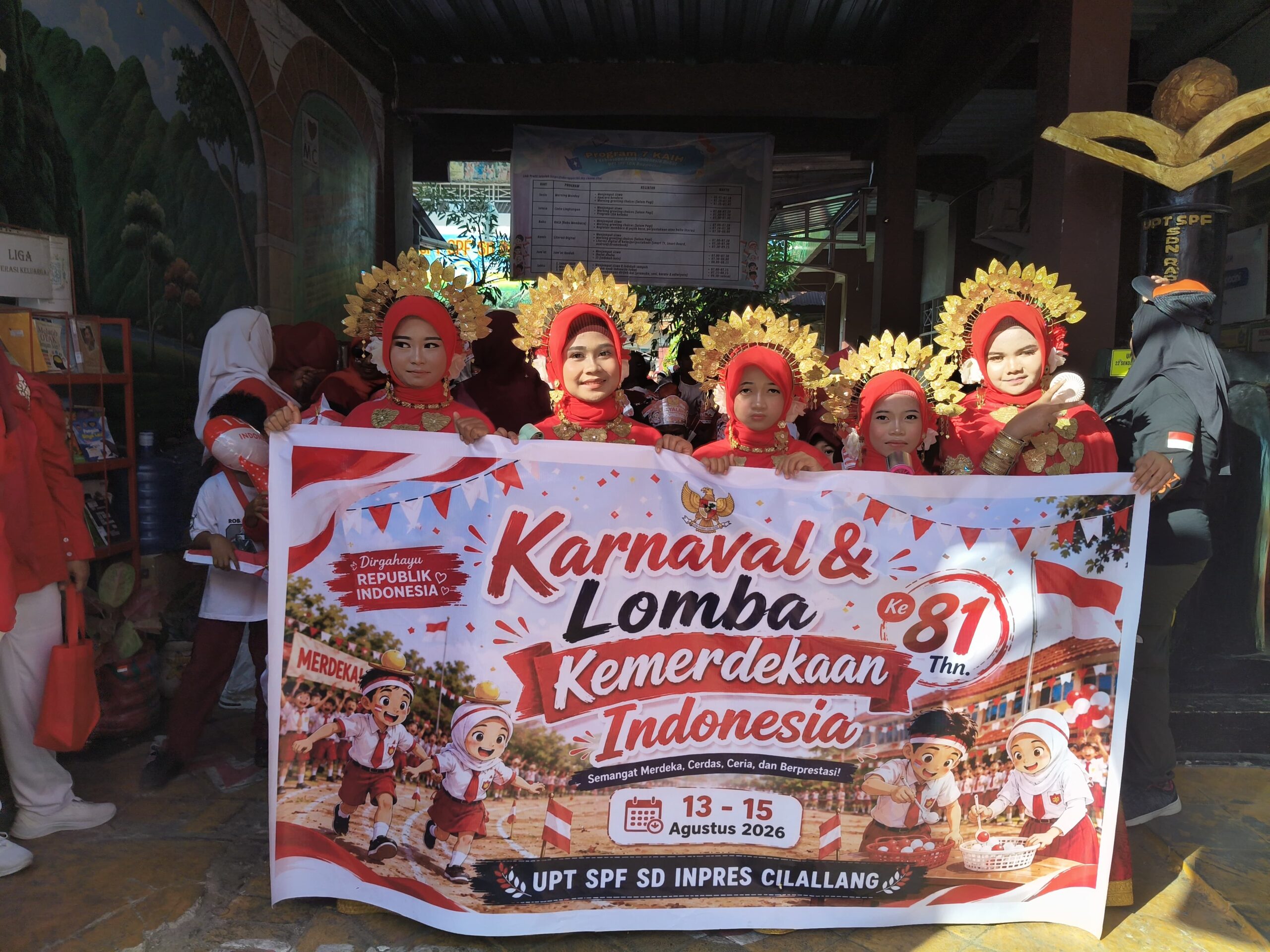 Suasana semarak Hari Ulang Tahun (HUT) Kemerdekaan Republik Indonesia ke-81 terasa di SD Inpres Cilallang, Kota Makassar