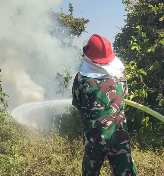ajaran Kodim 1409/Gowa bersama Dinas Pemadam Kebakaran (Damkar) Pemerintah Kabupaten Gowa bergerak cepat
