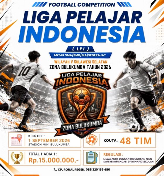 Panggung sepakbola pelajar di Sulawesi Selatan mulai memanas. Hingga Sabtu, 22 Agustus 2026, sebanyak 27 tim dari sekolah tingkat SMA, SMK, dan sederajat