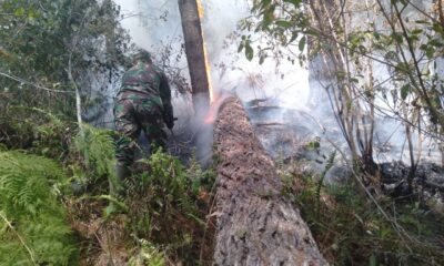 Personel Babinsa Kodim 1409/Gowa bersama masyarakat bergerak cepat mengatasi Kebakaran Hutan dan Lahan (Karhutla)