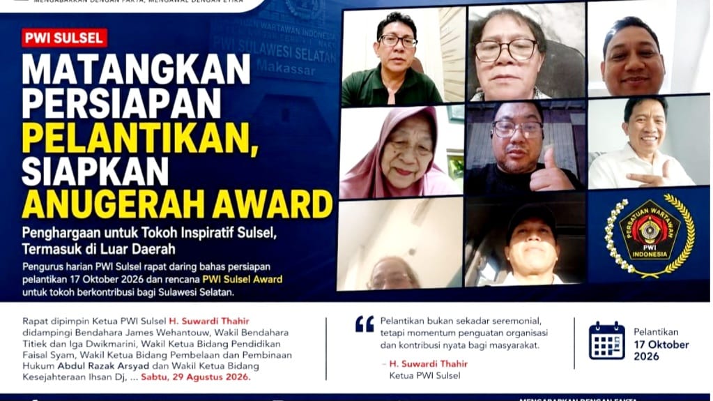 berfitur,Pengurus Persatuan Wartawan Indonesia (PWI) Provinsi Sulawesi Selatan periode 2026–2031