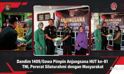 Dandim 1409/Gowa Letkol Inf Gilang Nugraha Kresnadi memimpin anjangsana sosial HUT ke-81 TNI dengan mengunjungi pengurus TMP Romanglompoa dan ormas Elang Komando Gowa.