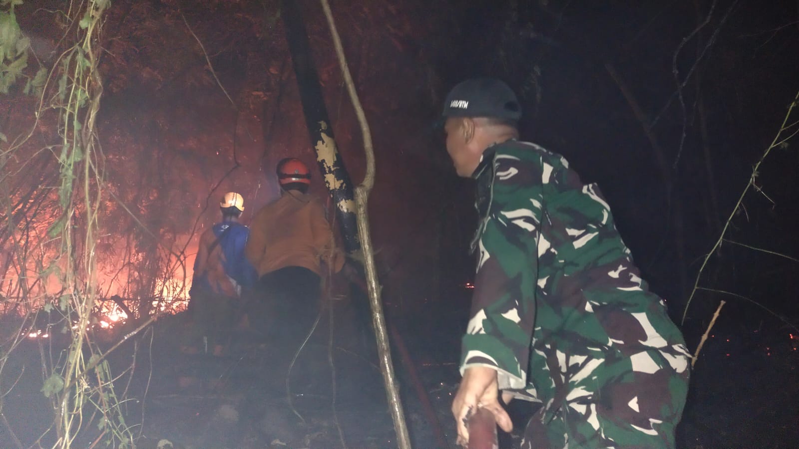 Kobaran api melanda lahan seluas kurang lebih 5 hektare di Dusun Tamalayi, Desa Pallantikang, Kecamatan Pattallassang, Kabupaten Gowa, Selasa malam