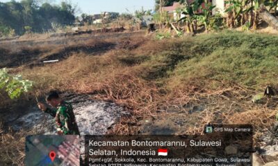 Respons cepat Babinsa Kodim 1409/Gowa bersama Tim Pemadam Kebakaran (Damkar) Kabupaten Gowa