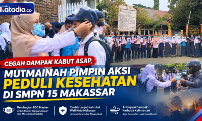 UPTD SPF SMP Negeri 15 Makassar membagikan sekitar 800 masker kepada murid dan masyarakat sebagai tindak lanjut instruksi Wali Kota untuk mengantisipasi dampak kabut asap.