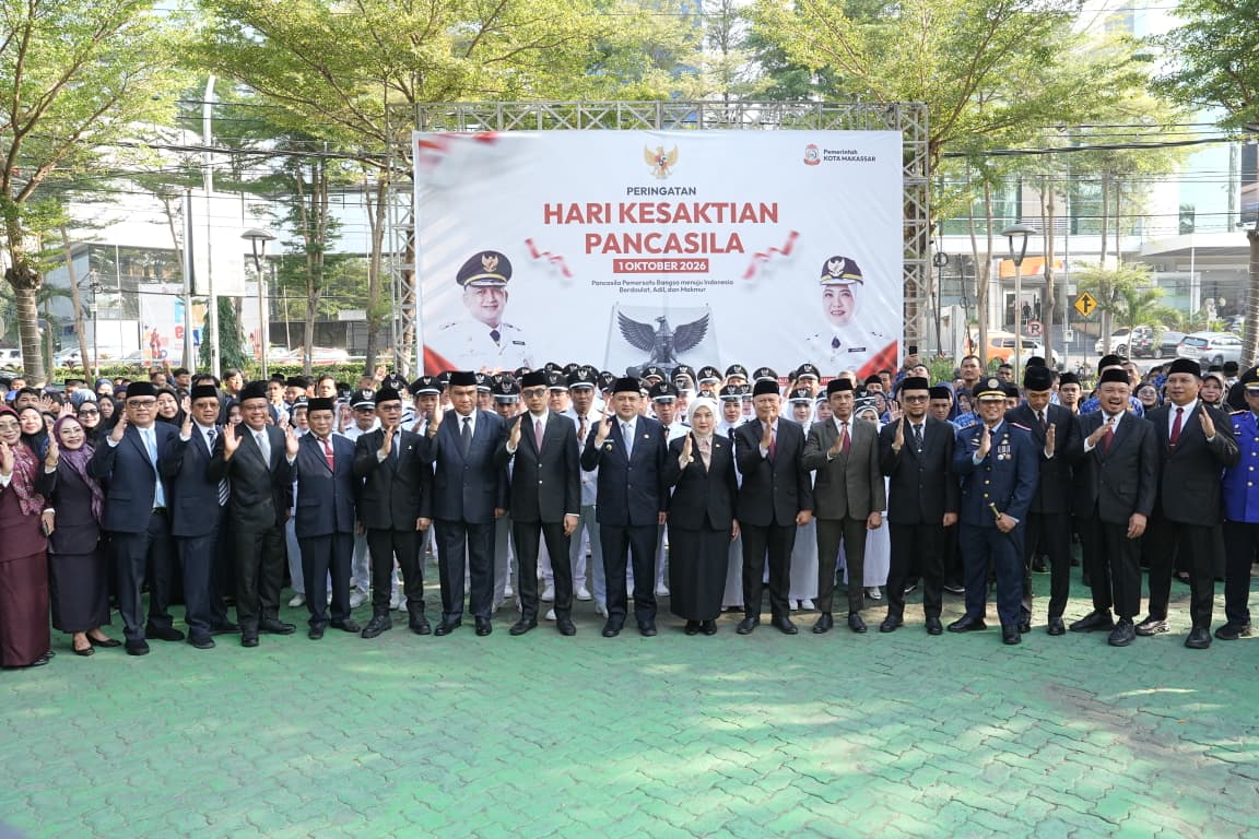 Wali Kota Makassar Munafri Arifuddin memimpin upacara Hari Kesaktian Pancasila 2026 di Balai Kota Makassar, diikuti jajaran Pemkot Makassar.