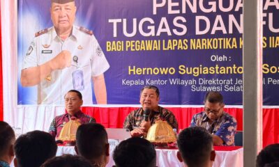 Kakanwil Ditjenpas Sulsel Hernowo Sugiastanto memberikan penguatan tugas dan fungsi kepada jajaran Lapas Narkotika Sungguminasa serta menekankan soliditas dan integritas.