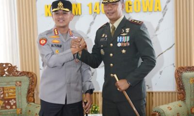 Dandim 1409/Gowa Letkol Arm. Sapari menerima kunjungan Kapolresta Gowa untuk memperingati HUT ke-81 TNI sekaligus memperkuat sinergitas TNI-Polri.