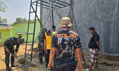 Satgas TMMD ke-130 Kodim 1409/Gowa mulai memasang menara tandon air di Dusun Kampung Parang, Desa Barembeng, untuk mendukung kebutuhan air bersih masyarakat.